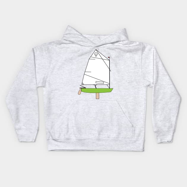 Optimist Sailing Dingy - Green Kids Hoodie by CHBB